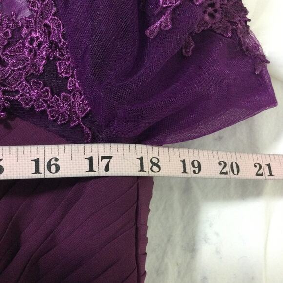 MOTHER OF THE BRIDE 10 L purple embroidered draped maxi formal dress NEW B141 - Picture 5 of 8